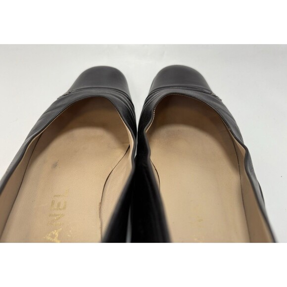Chanel Square Toe Low Heel Black Leather Classic CC Logo Pumps EU Sz 35.5 5.5 - Picture 8 of 12